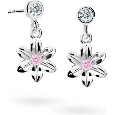 Danfil detské náušnice kvetiny C1993 z bieleho zlata pink balónik