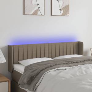 vidaXL LED горна табла за легло, таупе, 147x16x78/88 см, плат (3123476)