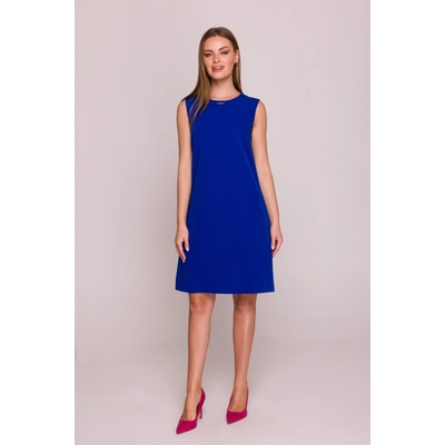 Elegantné dámske šaty bez rukávov minimalistické modré