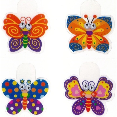 Junior nálepky PVC memo clips CPE 303 A-D motýli s pohyblivýma očima