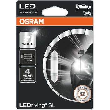 OSRAM Автомобилна крушка Osram 6413DWP, 0.6W, 45lm, C5W, SV8.5-8, LED, 1 брой в опаковка (6413DWP)