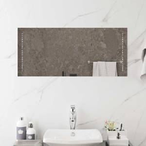 vidaXL LED огледало за баня Прозрачен 90 x 40 cm закалено стъкло (42045781)