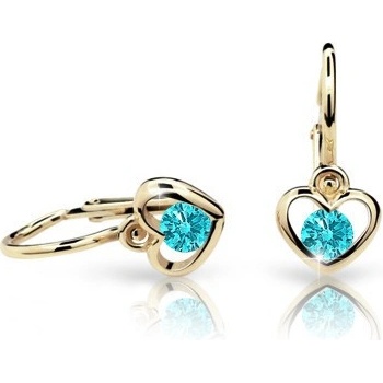 Cutie Jewellery detské zlaté náušnice srdiečka C1943Z Mint Green