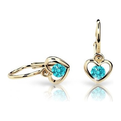Cutie Jewellery detské zlaté náušnice srdiečka C1943Z Mint Green