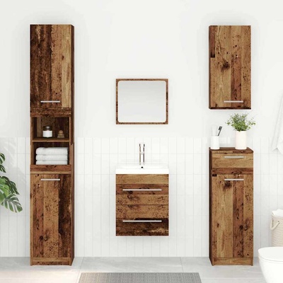 vidaXL Шкаф за мивка Старо дърво 38, 5 x 41 x 48 см Инженерно дърво (880450)