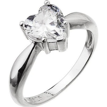 Evolution Group strieborný prsteň so zirkónom Srdce 15015.1 crystal