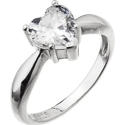Evolution Group strieborný prsteň so zirkónom Srdce 15015.1 crystal