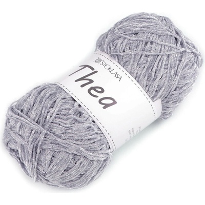 Pletací příze žinylková s lurexem Thea 100 g Varianta: 3 šedá světlá stříbrná, Balení: 1 ks 58808/150566/271714