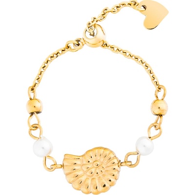 Franco Bene Nastavitelný pozlacený prsten s mušlí 489