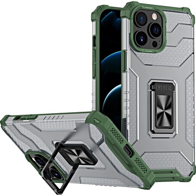 HQWear Калъф Crystal Ring Case Kickstand Tough Rugged, за iPhone 13 Pro Max, зелен (9145576220719)
