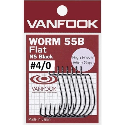 Vanfook Offesetové Worm 55B Flat NS Black veľ.4 4ks