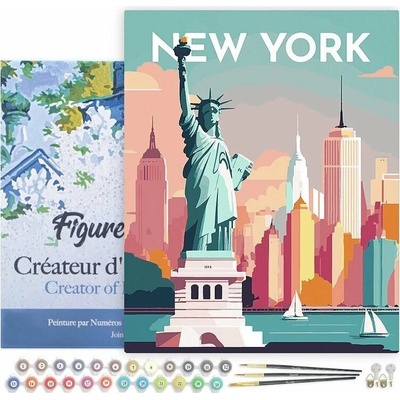 Figured ART Malování podle čísel VINTAGE NEW YORK na rámu 40 x 50 cm