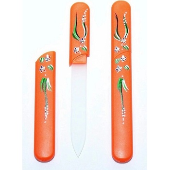 Bohemia Crystal Skleněný pilník s krytkou Orange ručně malovaný s krystaly Swarovski