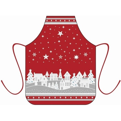 Forbyt Zástěra dětská Zimní vesnička červená