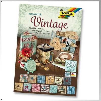 Papír na scrapbooking v bloku A4 80-270g/m2 26ls Vintage