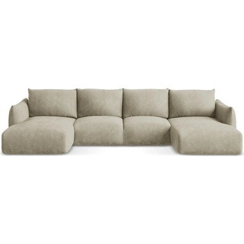 makamii Бежов шенилов сгъваем ъглов диван (U форма) Leila - Makamii (LEILA_UF_61_P1_C7)