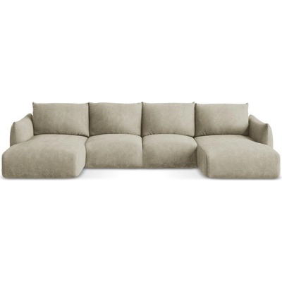 makamii Бежов шенилов сгъваем ъглов диван (U форма) Leila - Makamii (LEILA_UF_61_P1_C7)
