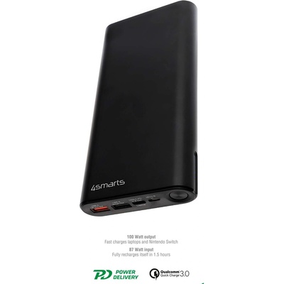 4smarts Power Bank VoltHub Enterprise 20000mAh Power Delivery 100W & Quick Charge 3.0 - външна батерия с USB-C изход и технологии за бързо зареждане (черен)