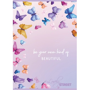 STREET Тетрадка с телчета А5, 60 листа, широки редове, БГ, Butterfly (25606-А-BUTTERFLY)