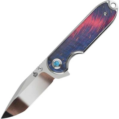 QSP Knife Nebula 14C28N, mirror polish, Stabilized wood, Linerlock QS168-B