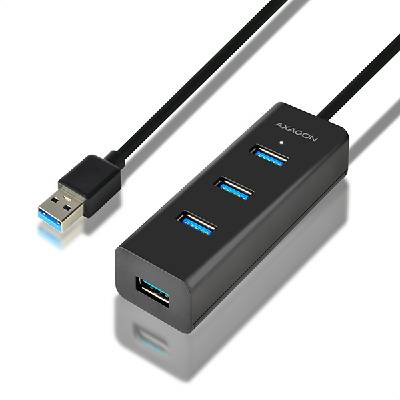 AXAGON HUE-S2BL, 4x USB 3.0 CHARGING hub, micro USB nap. konektor, kabel USB-A 1.2m - HUE-S2BL