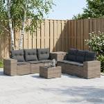 vidaXL Комплект дивани 8 бр. Сив и тъмен сив Полиротан и стомана (3448492)