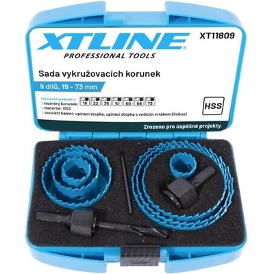 Sada vykružovacích koruniek XTLINE 9 dielov 19–73 mm XT11809