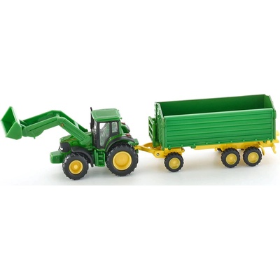 Siku Farmer 1843 John Deere s čelním nakladačem a přívěsem