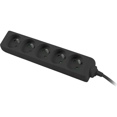 power strip 1.5m 5 sockets french quality-grade copper cable black (PS0-05E-0150-BK)