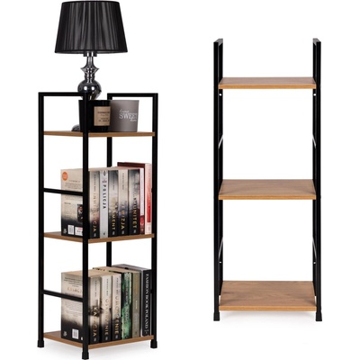 ModernHome CWJ302480L Drevená polica s kovovým rámom a 3 policami, 80 x 23,5 x 29 cm