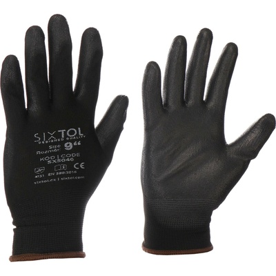 Rukavice pracovní z polyesteru polomáčené v polyuretanu GLOVE PE-PU 9, černé, velikost 9"