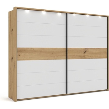 ЕВРОМАР Гардероб oslo дъб артисан / бяло с допълнително led осветление