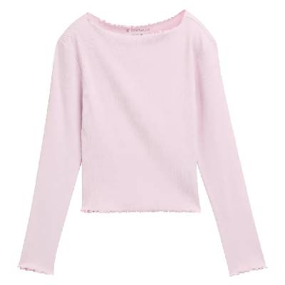 Тениска Tom tailor 1049321 Basic Rib long sleeve T-shirt - Pink (Breeze Rose)
