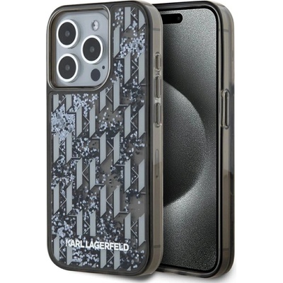 KARL LAGERFELD Калъф Karl Lagerfeld Liquide Glitter Monogram Gradient iPhone 15 Pro - черен (3666339256166)