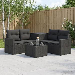 vidaXL Комплект дивани 6 бр. Черно 55 x 55 x 37 см Полиротан и стомана (3447442)