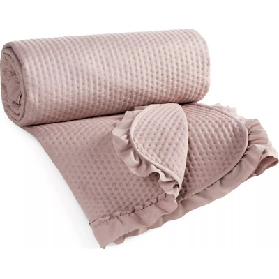 Eurofirany Prehoz na posteľ FALBANKA ružový s volánovým lemom ružová Polyester 200x220 cm