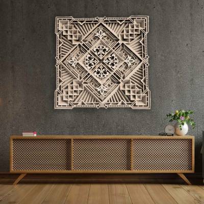 SENTOP | Vyřezávaná dřevěná 3D mandala na zeď | SENTOP PR0461