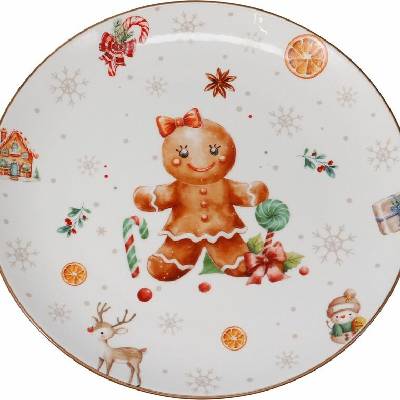 decoDoma Porcelánový mělký talíř PERNÍČEK assort