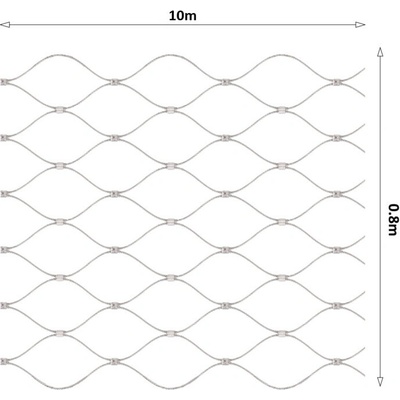 Lanková sieť, 0,8 x 10 m, oko 50 x 50 mm, ø 2 mm, AISI 316
