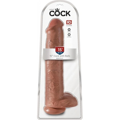 King Cock 15 obr dildó 38 cm tmavý naturálny