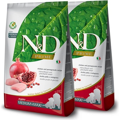 N&D Prime кучешка PUPPY MEDIUM & MAXI Пиле & Нар 2 x 12 кг
