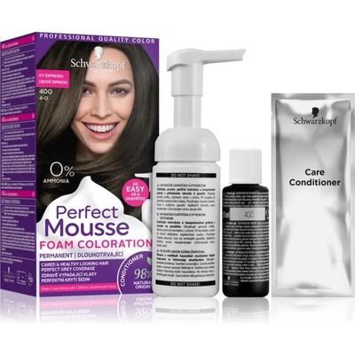 Schwarzkopf Perfect Mousse перманентната боя за коса цвят 400 Icy Espresso