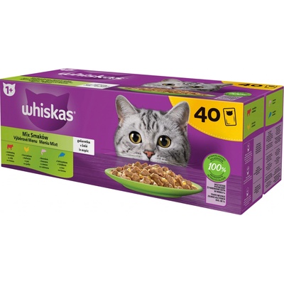 Whiskas Výběrové menu hovězí kuře losos tuňák v želé 40 x 85 g