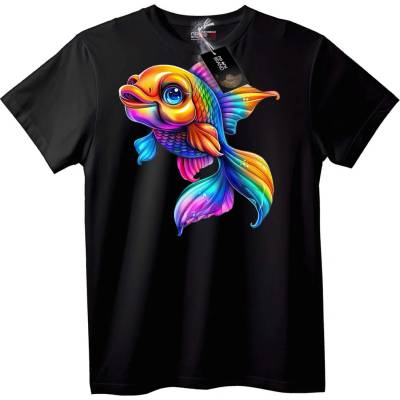 NOONEBRAND Радужна Риба Т-Шърт - 2XL, Black