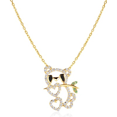 SAVICKI колие с мечка: злато. диаманти. цаворит