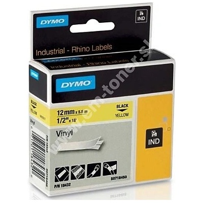 páska DYMO 18432 PROFI D1 RHINO Black On Yellow Vinyl Tape (12mm)