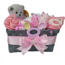 BabyDort plenkový dort růžový dárkový koš box pro miminko