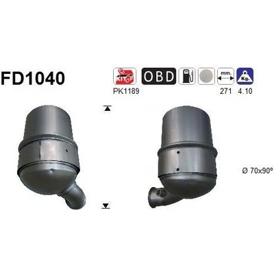 Filtr sazových částic, výfukový systém AS FD1040