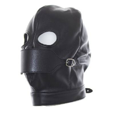 Leather Gimp Mask Hood with Eyes Open