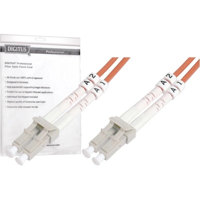 Digitus DK-2533-02/3 optické vlákno LWL prepojovací, 1x zástrčka LC - 1x zástrčka LC, 50/125 µ Multimode OM3, 2m